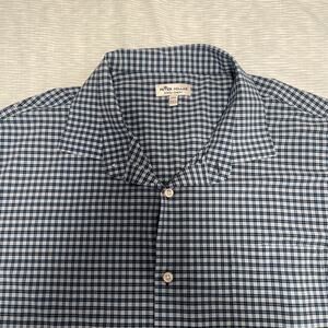 Peter Millar Summer Comfort Blue Plaid Button Down Shirt Men’s XXL